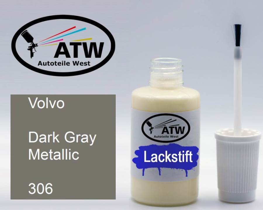 Volvo, Dark Gray Metallic, 306: 20ml Lackstift, von ATW Autoteile West.